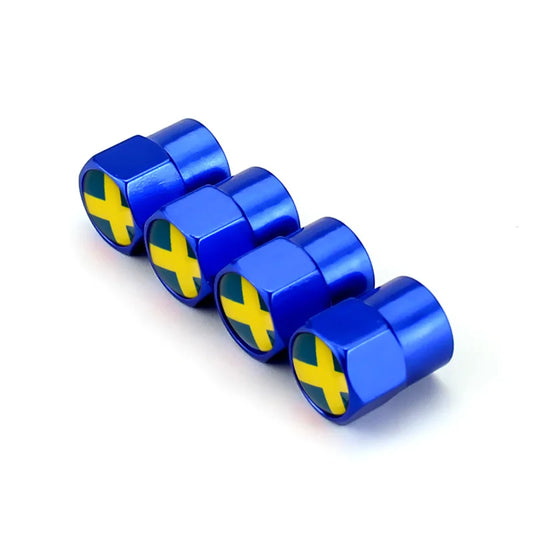 4PCS Swedish Flag Tyre Valve Dust Cap