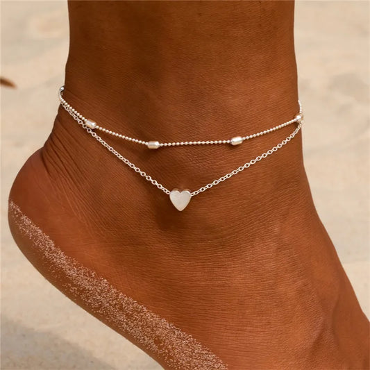 Double-Layer Heart Anklet