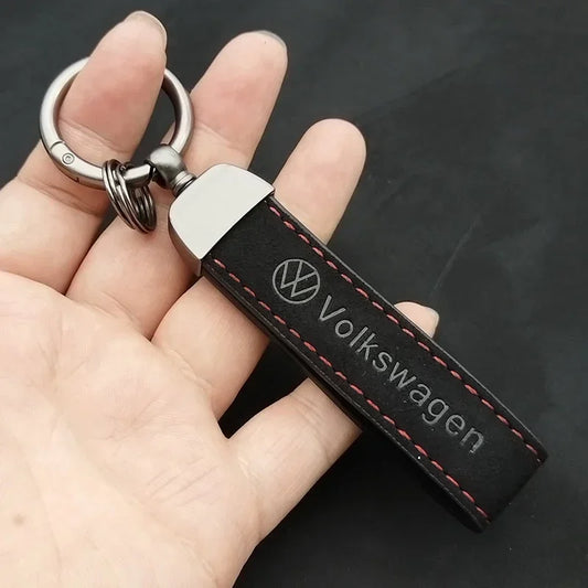 High Grade Suede Leather Car Keychain Key Ring For VW