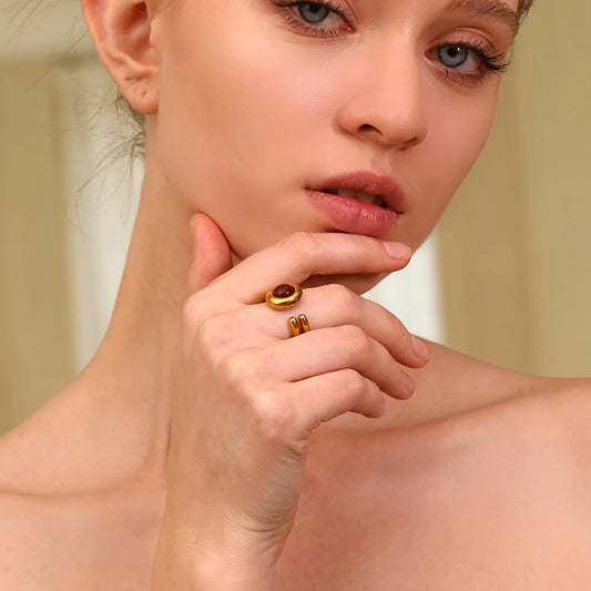 Double Layer Gemstone Waterproof Ring