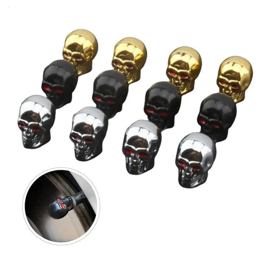Skull Design 4pcs Tyre Valve Dust Cap