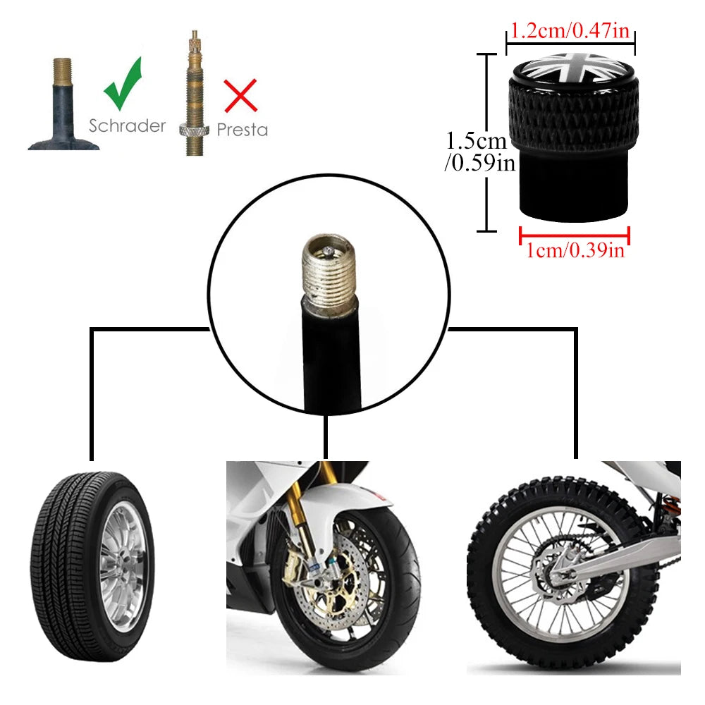 Union Jack Design Tire Valve Dust Cap