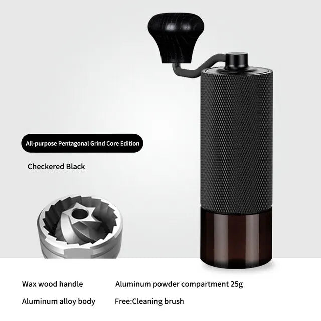 Manual CNC Stainless Steel Professional Double Bearing Adjustable Hand Coffee Bean Grinder