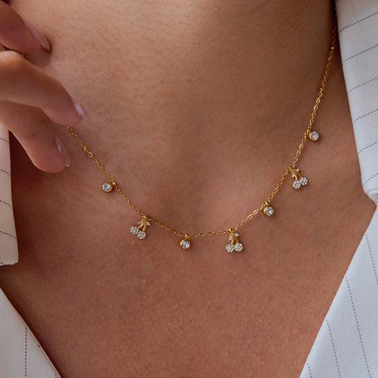 Rhinestone Cherry Pendant Necklace