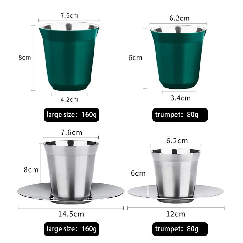 Stainless Steel Double Walled Vacuum Insulated Heat Resistant Unbreakable Coffee Cups