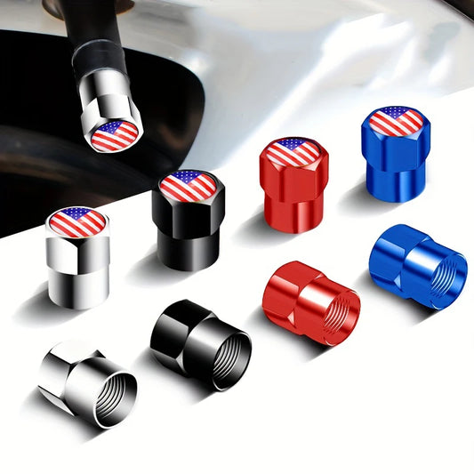 4PCS American Flag Tyre Valve Dust Caps
