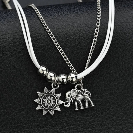Boho Sun & Elephant Charm Anklet