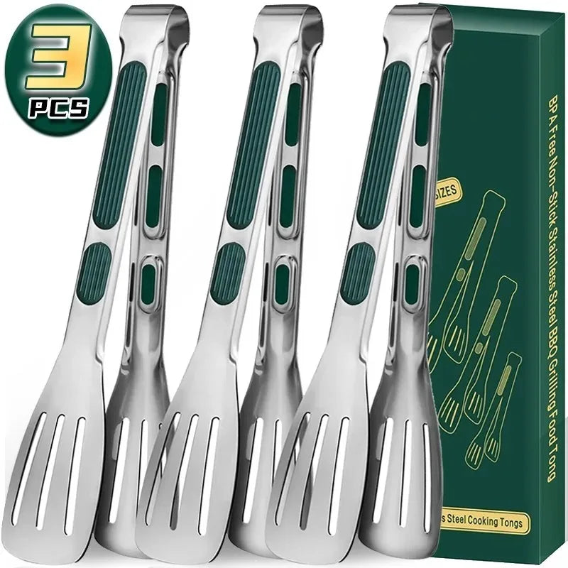 Non-slip Stainless Steel BBQ Tongs- 7/9/12 Inch