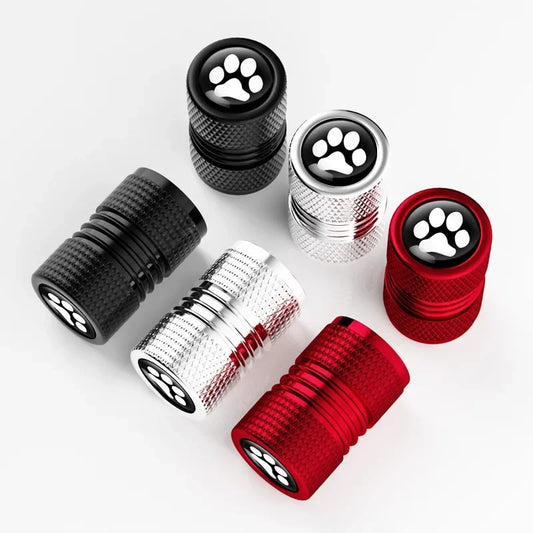 4Pcs Pawprint Tyre Valve Dust Cap