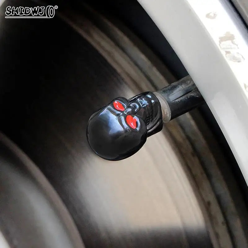 Skull Design 4pcs Tyre Valve Dust Cap