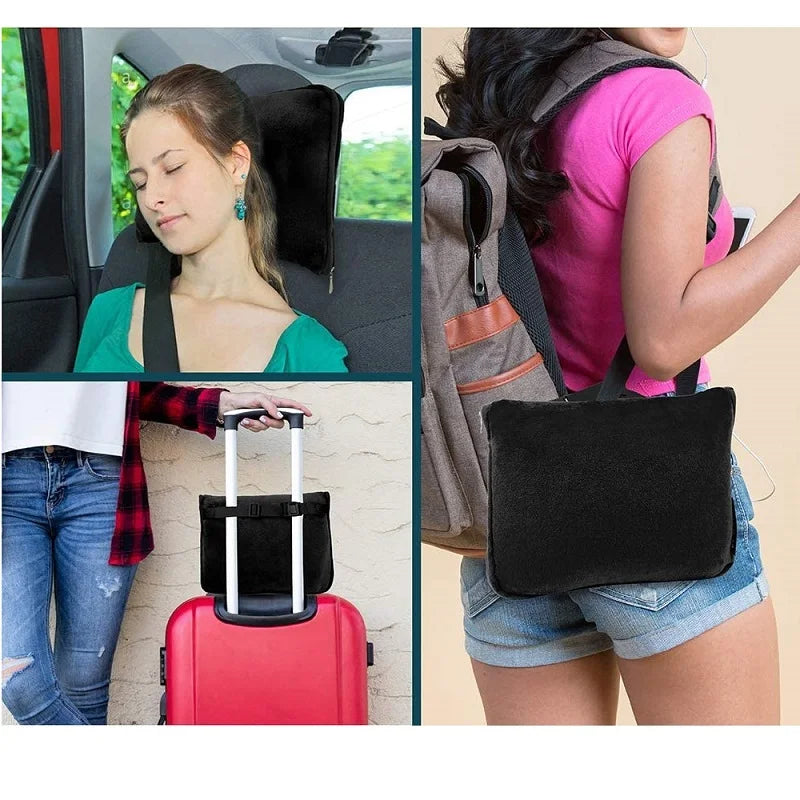 Compact Warm Soft Fleece 2-in-1 Blanket and Pillow.