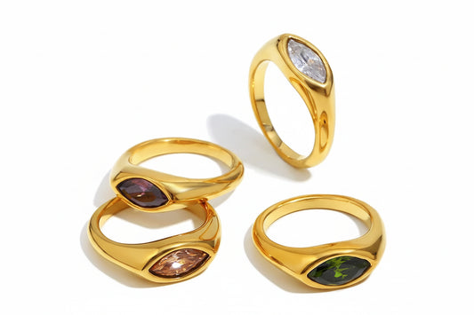 18K Gold Plated Waterproof Zircon Ring Jewellery