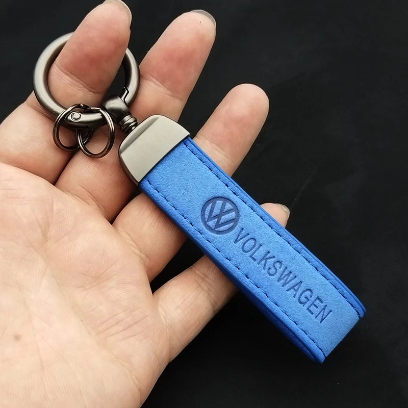 High Grade Suede Leather Car Keychain Key Ring For VW