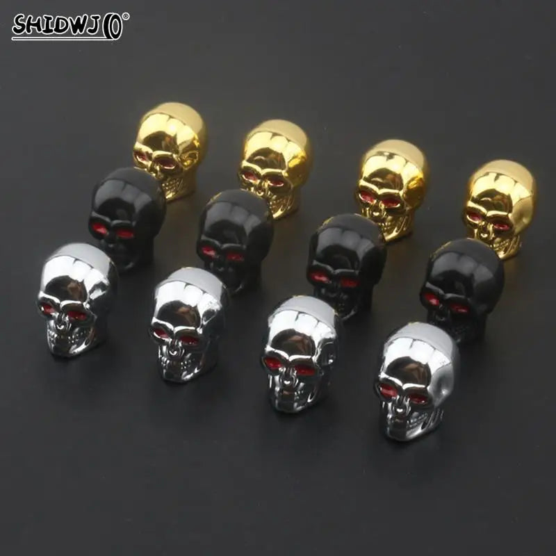 Skull Design 4pcs Tyre Valve Dust Cap