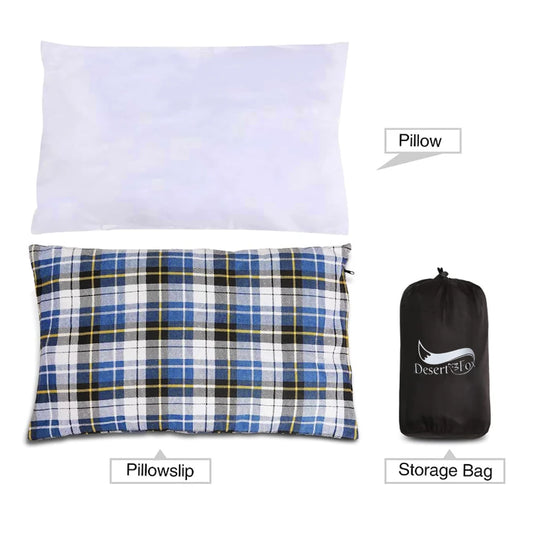 Soft Cotton Travel Pillow with Removable Pillow Cover