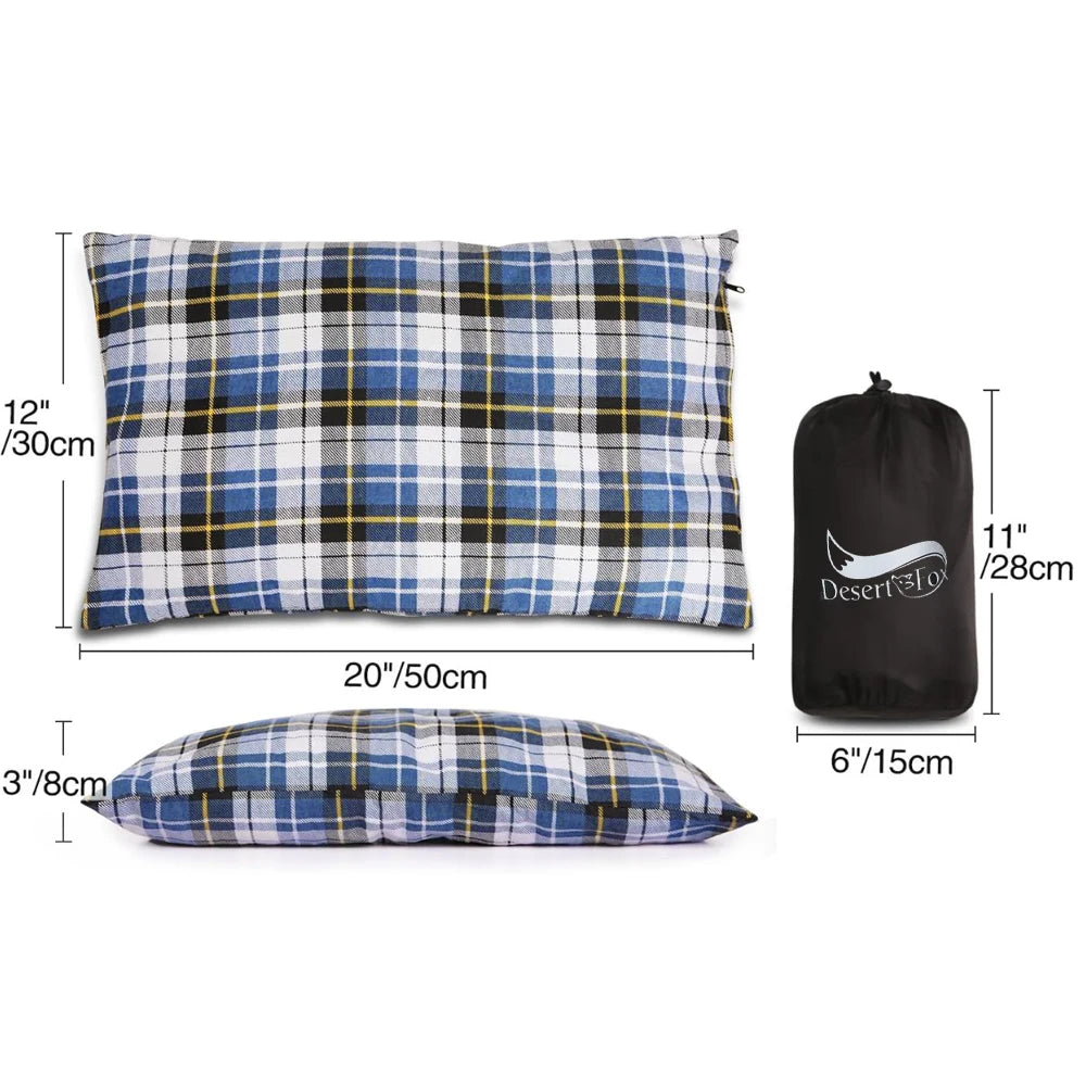 Soft Cotton Travel Pillow with Removable Pillow Cover