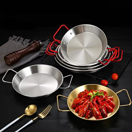 18-24cm Double Handle Stainless Steel Frying Pan