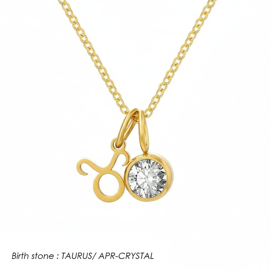 Double Birthstone & Zodiac Pendant Necklace