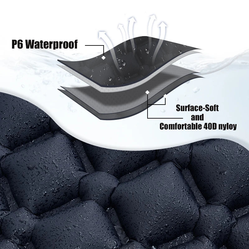 Single Inflatable Camping Mattress with Pillow