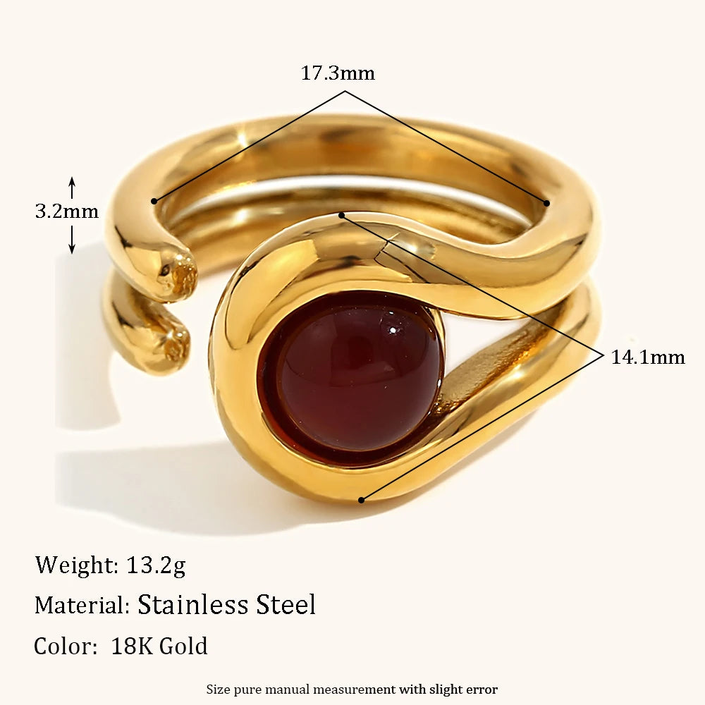 Double Layer Gemstone Waterproof Ring