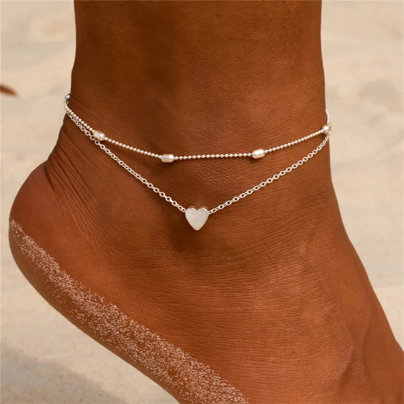 Double-Layer Heart Anklet