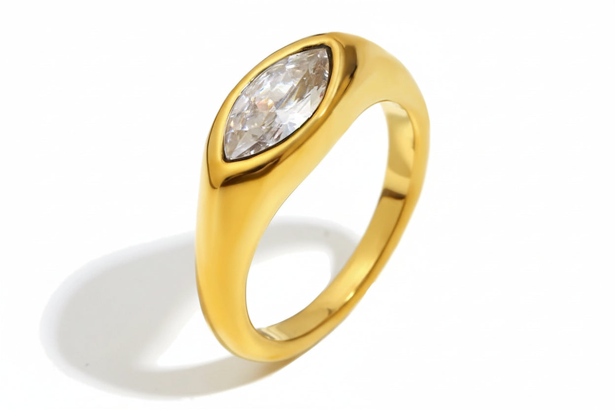 18K Gold Plated Waterproof Zircon Ring Jewellery