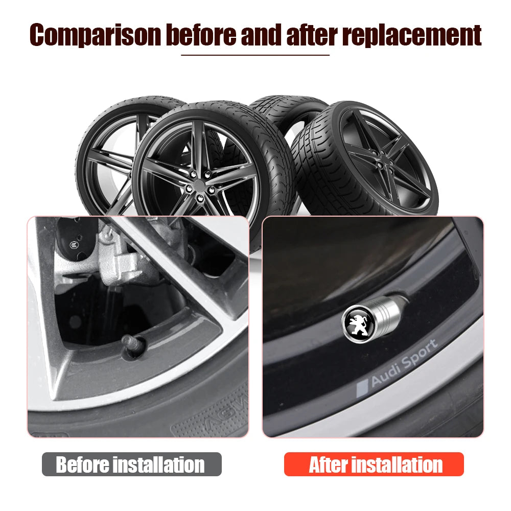 4Pcs Tyre Valve Dust Cap for Peugeot