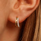 Diamond Huggie Hoop Earrings | Gold & White Gold 18k Plated 1.2mm Moissanite
