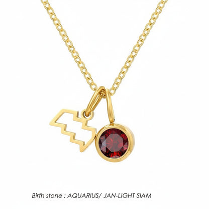 Double Birthstone & Zodiac Pendant Necklace