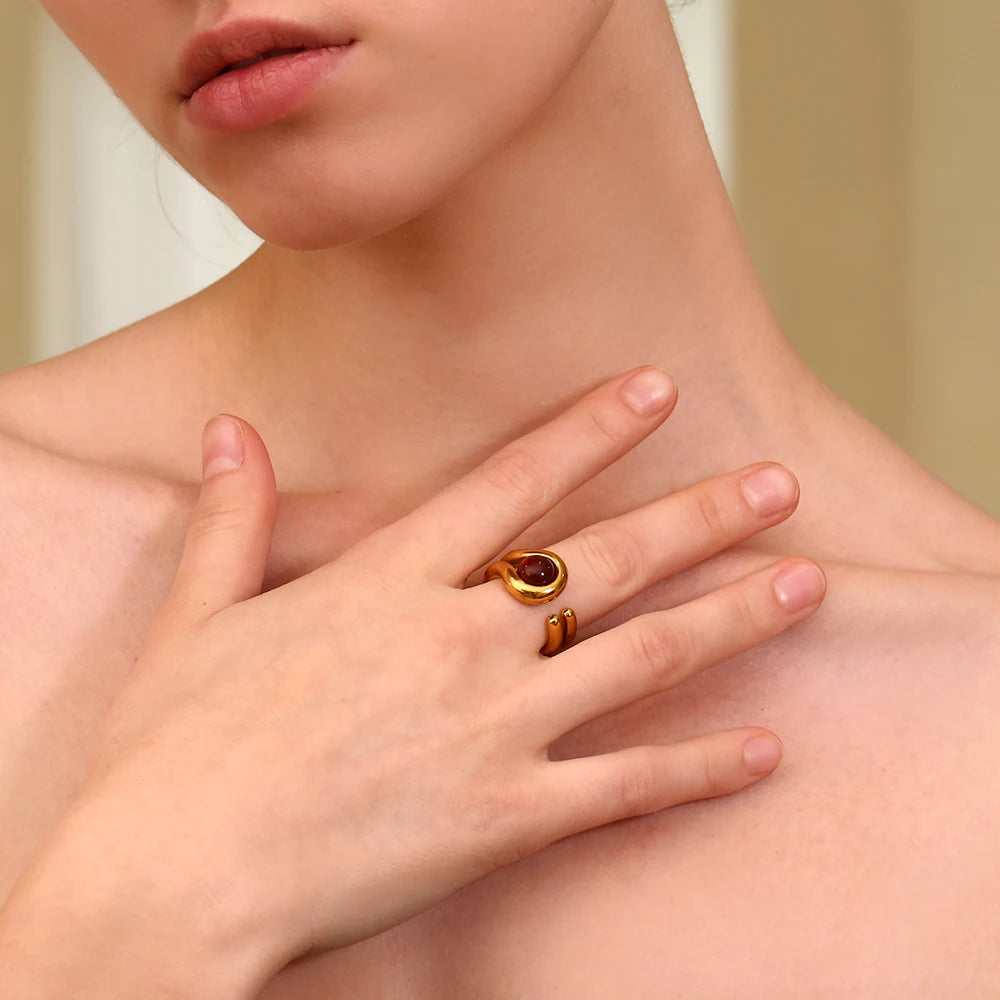 Double Layer Gemstone Waterproof Ring