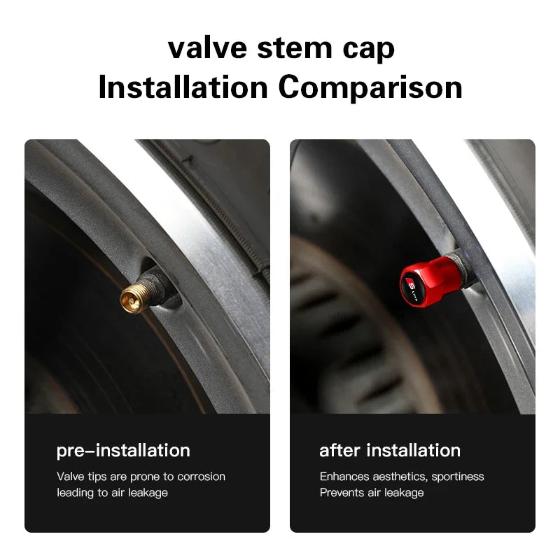 4pcs Tyre Valve Dust Cap for Audi S Line