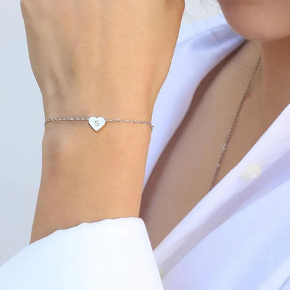 Heart Initial Bracelet