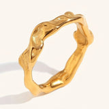 Elegant Wave Textured PVD Ring