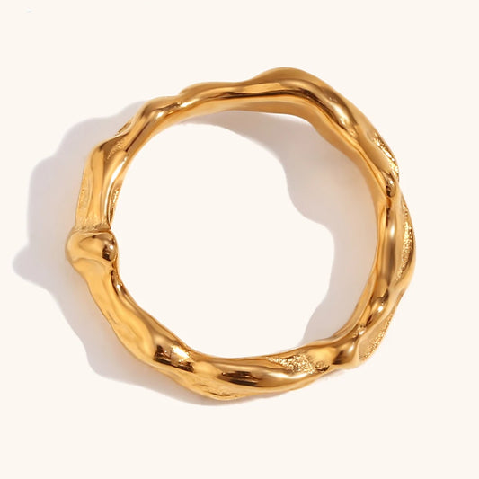 Elegant Wave Textured PVD Ring