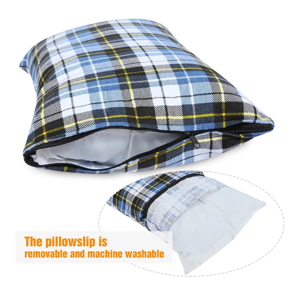 Soft Cotton Travel Pillow with Removable Pillow Cover