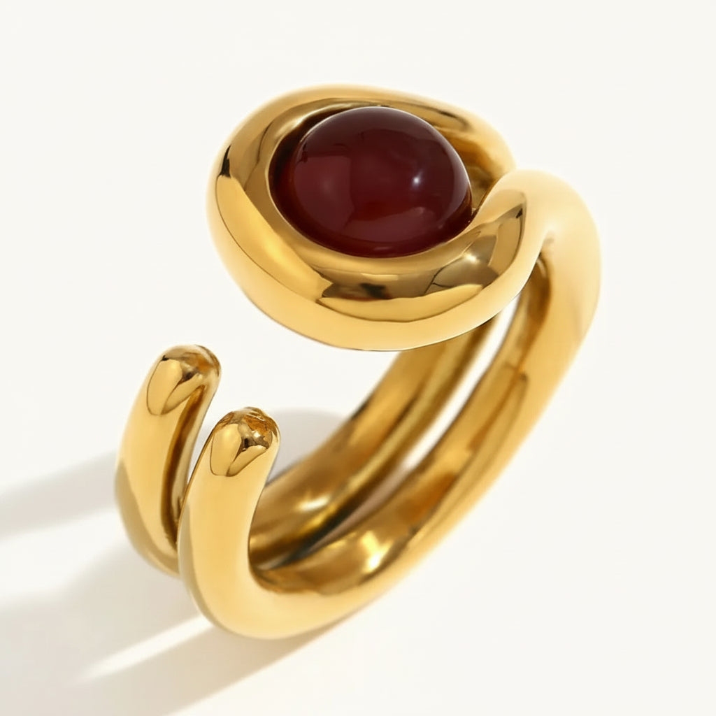 Double Layer Gemstone Waterproof Ring