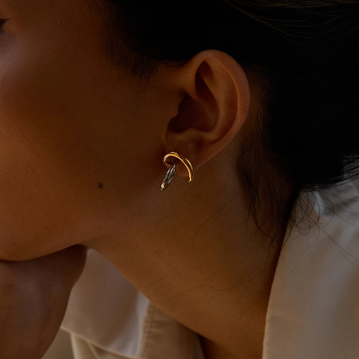 Two Tone Irregular Line 18K PVD Gold  Plated