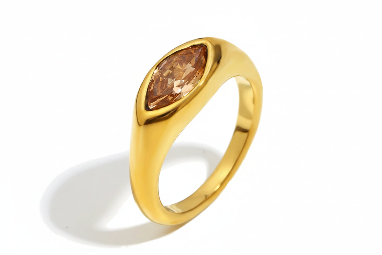 18K Gold Plated Waterproof Zircon Ring Jewellery
