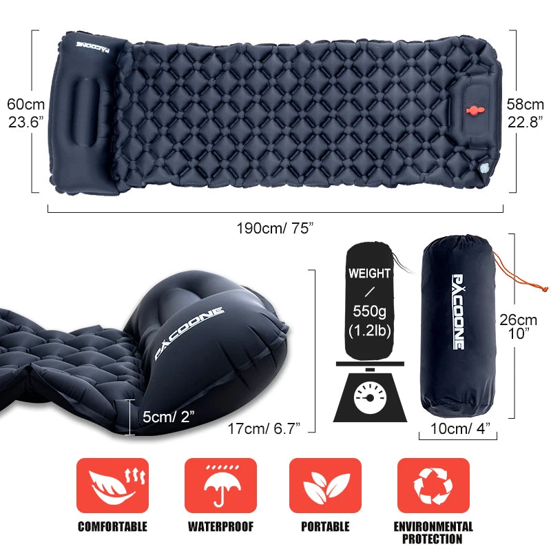 Single Inflatable Camping Mattress with Pillow