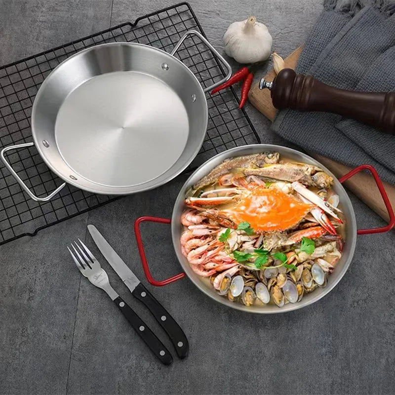 18-24cm Double Handle Stainless Steel Frying Pan