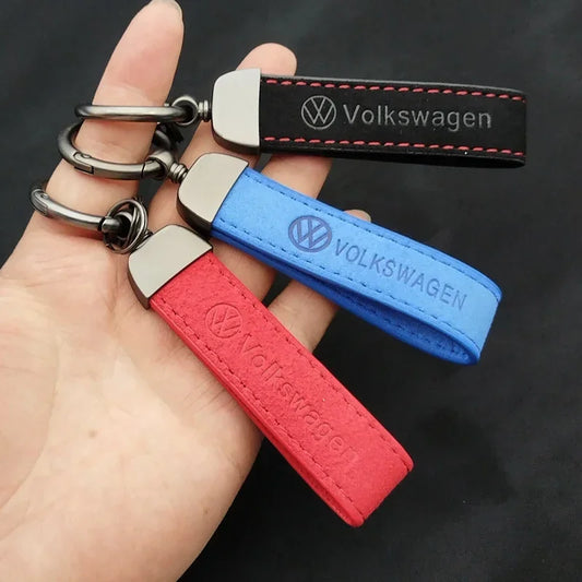 High Grade Suede Leather Car Keychain Key Ring For VW