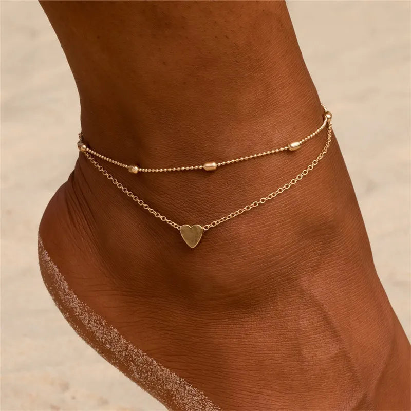 Double-Layer Heart Anklet