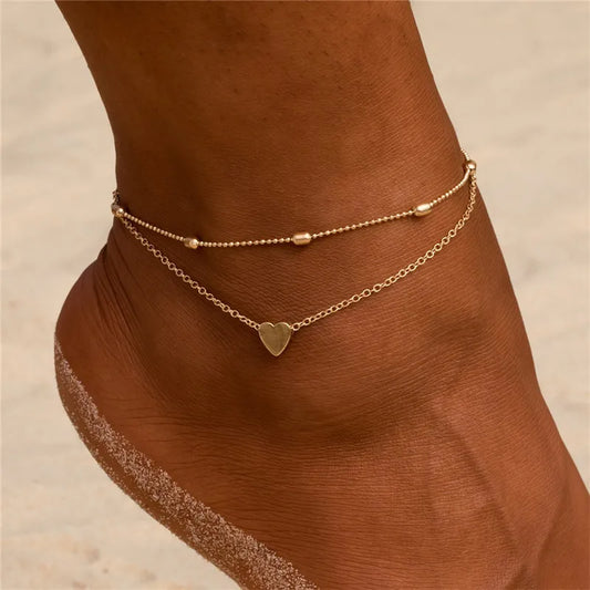 Double-Layer Heart Anklet