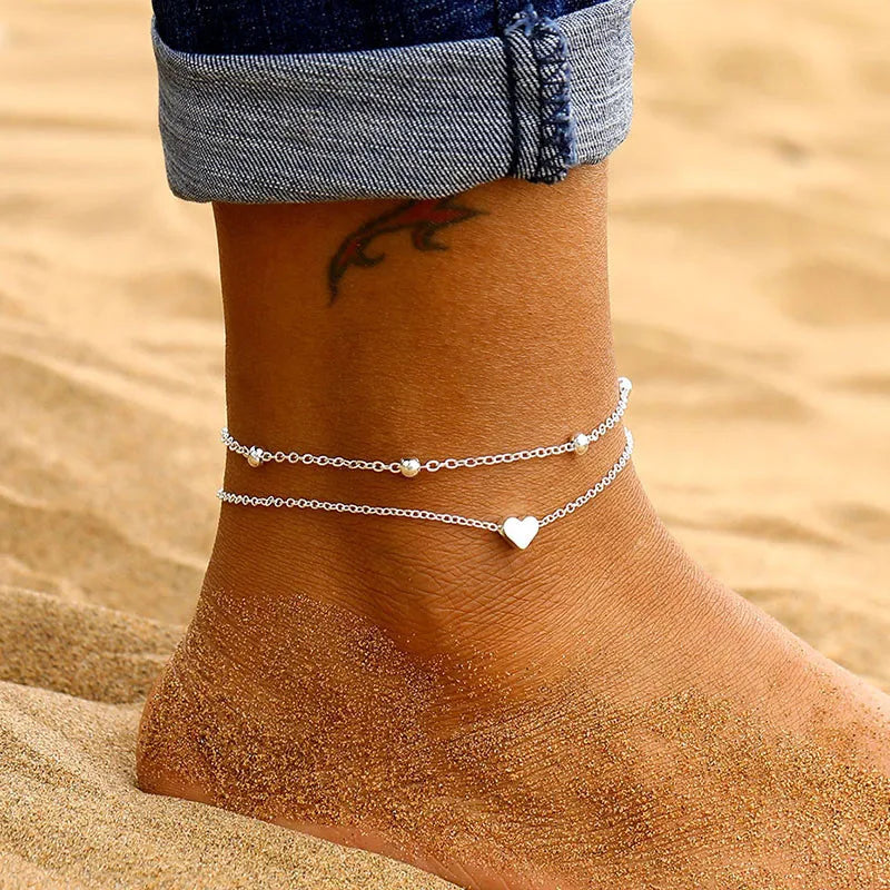 Double-Layer Heart Anklet