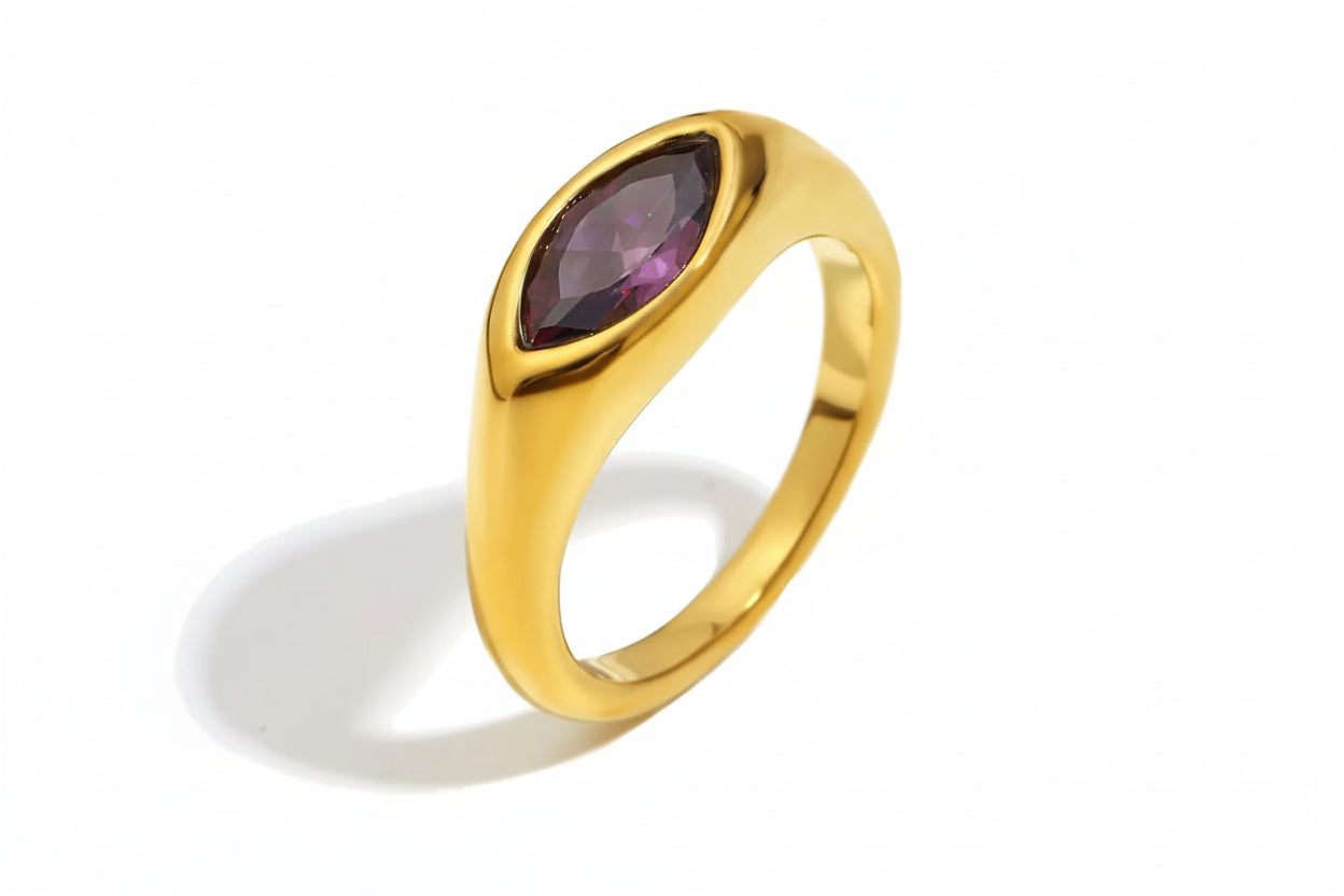 18K Gold Plated Waterproof Zircon Ring Jewellery