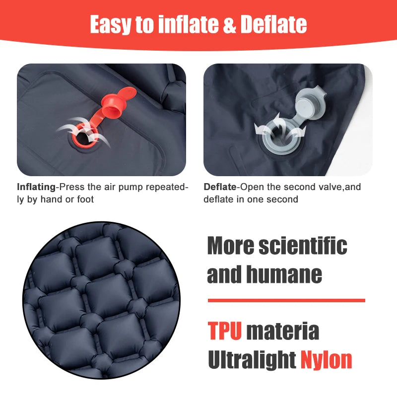 Single Inflatable Camping Mattress with Pillow