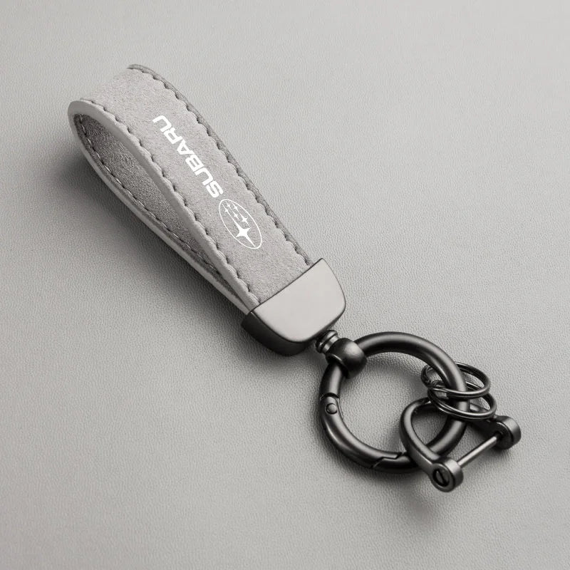 Suede Leather Car Keychain For Subaru