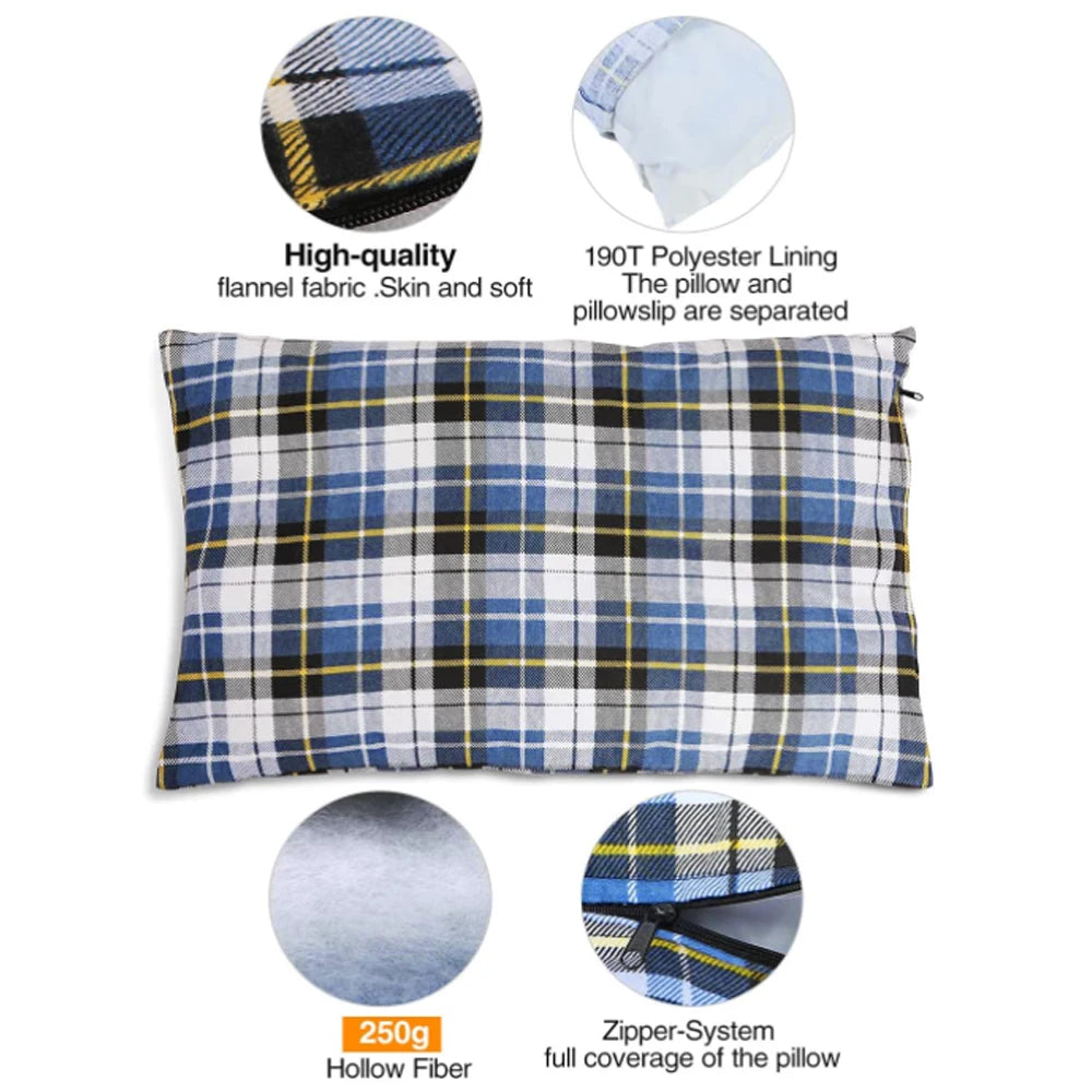 Soft Cotton Travel Pillow with Removable Pillow Cover