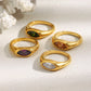 18K Gold Plated Waterproof Zircon Ring Jewellery