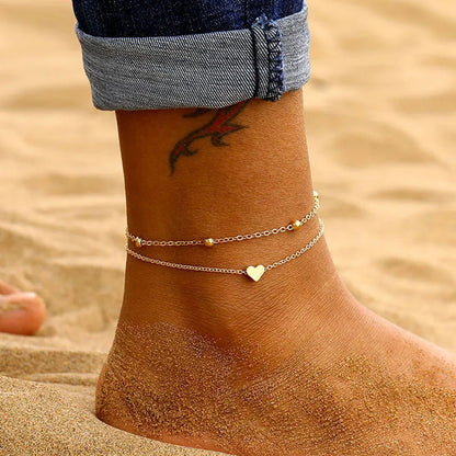 Double-Layer Heart Anklet